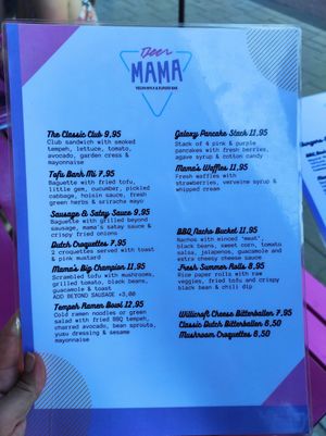 Menu at Deer Mama in Amsterdam