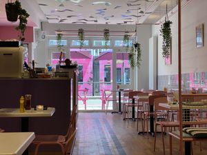 The interior (and a matching tram outside) at Deer Mama in Amsterdam