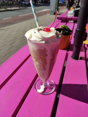 Chocolate, peanut butter and salted caramel milkshake at Deer Mama in Amsterdam