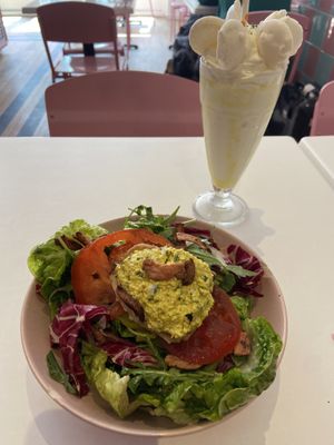 El royale burger as salad, Lemon merengue mylkshake. Both nice. at Deer Mama in Amsterdam