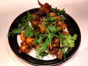 Tandoori vegetables with raita at Deer Mama in Amsterdam