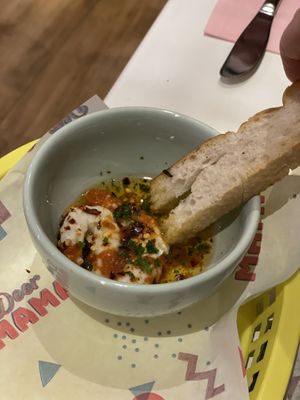 Garlic & tomato shrimps (scary how real they tasted)  at Deer Mama in Amsterdam