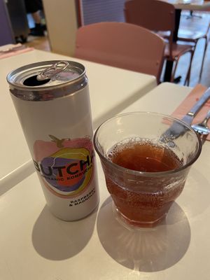 Kombucha with raspberry and magnolia. Tastes allright.  at Deer Mama in Amsterdam