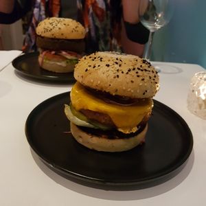 Beyond Burger (front) & Green Bean Burger (back) at Deer Mama in Amsterdam