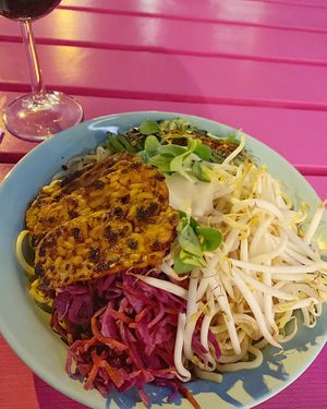 Tempeh ramen bowl at Deer Mama in Amsterdam