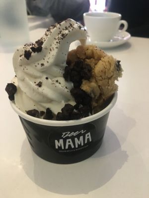 Soft serve with cookie dough and Oreo bits at Deer Mama in Amsterdam