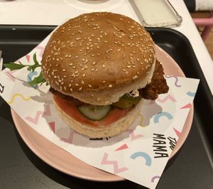 Chicken-style burger at Deer Mama in Amsterdam
