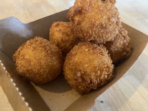 Cheese balls at Vegan Junk Food Bar - Downtown in Amsterdam