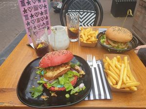 Daddy Burger and Mc Cruelty Free Burger at Vegan Junk Food Bar - Downtown in Amsterdam