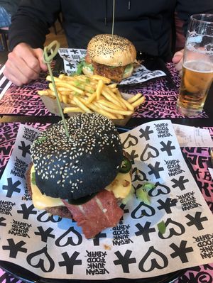 Burger and Fries  at Vegan Junk Food Bar - Downtown in Amsterdam
