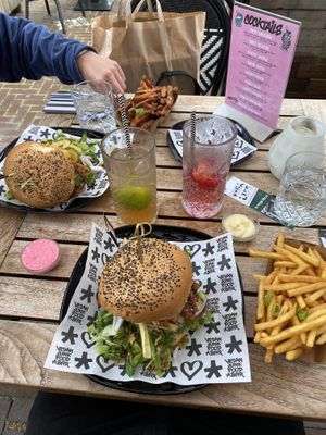 Amazing burgers with vegan ribbs at Vegan Junk Food Bar - Downtown in Amsterdam