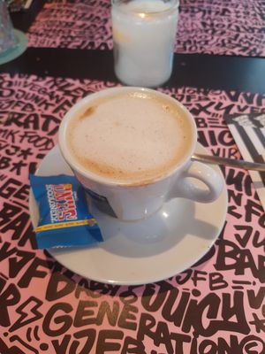 Oat cappuccino at Vegan Junk Food Bar - Downtown in Amsterdam