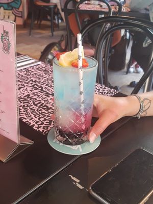 Fancy unicorn cocktail at Vegan Junk Food Bar - Downtown in Amsterdam