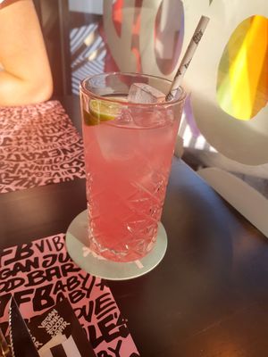 Dragonfruit drink at Vegan Junk Food Bar - Downtown in Amsterdam