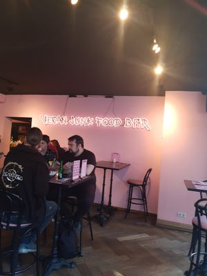 Inside downstairs at Vegan Junk Food Bar - Downtown in Amsterdam