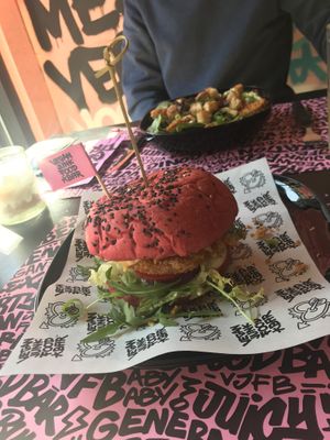 Vegan chicken Burger at Vegan Junk Food Bar - Downtown in Amsterdam