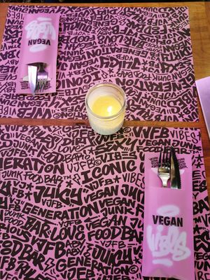 Table at Vegan Junk Food Bar - Downtown in Amsterdam
