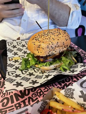 Heppi Rib Burger at Vegan Junk Food Bar - Downtown in Amsterdam