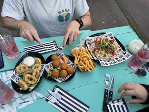Selection of starters  at Vegan Junk Food Bar - Downtown in Amsterdam