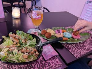 Look at all the different colour dips! at Vegan Junk Food Bar - Downtown in Amsterdam