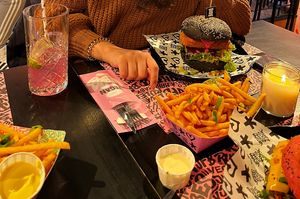 Kombucha, fries, mustered and garlic mayo   at Vegan Junk Food Bar - Downtown in Amsterdam
