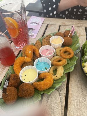 Sumo platter and strawberry kombucha   at Vegan Junk Food Bar - Downtown in Amsterdam