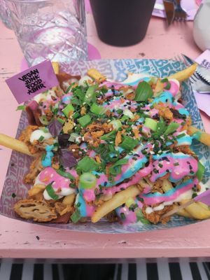 Pride fries at Vegan Junk Food Bar - Downtown in Amsterdam