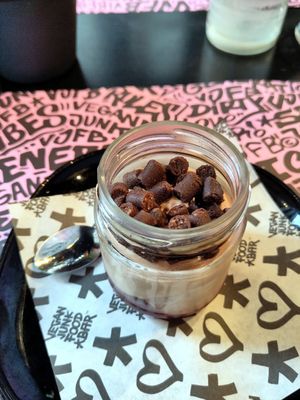 Chocolate, cream and coulis at Vegan Junk Food Bar - Downtown in Amsterdam