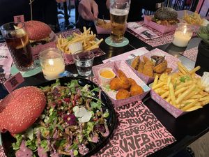 Table full of unbelievableness   at Vegan Junk Food Bar - Downtown in Amsterdam