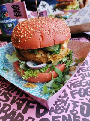 "Chicken"burger at Vegan Junk Food Bar - Downtown in Amsterdam