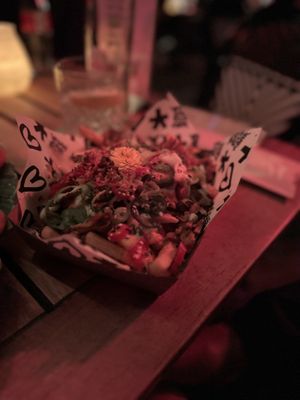 •	KAPSALON - VJFBTM Shawarma, French fries, Cheeze, jalapeños, chili peppers, garlic & VJFBTM sauce  at Vegan Junk Food Bar - Downtown in Amsterdam