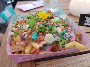 Loaded Fries "Iconic Rainbow" at Vegan Junk Food Bar - Downtown in Amsterdam
