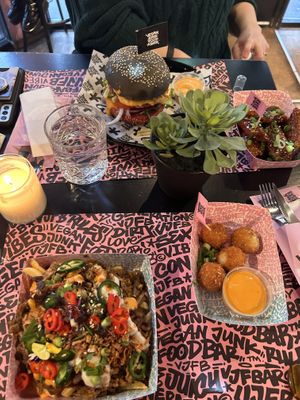 sharma fries, mc cruelty free, wings and mac and cheese betterballs  at Vegan Junk Food Bar - Downtown in Amsterdam