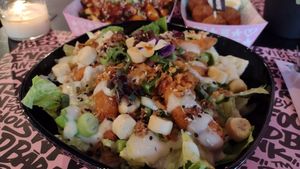 Caesar salad with shrimp at Vegan Junk Food Bar - Downtown in Amsterdam