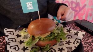 VJFB Cheesy Smash burger - incredible cheddary cheese at Vegan Junk Food Bar - Downtown in Amsterdam