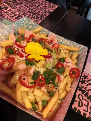 fries with the best sause  at Vegan Junk Food Bar - Downtown in Amsterdam