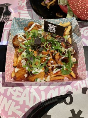 Bratwurst fries  at Vegan Junk Food Bar - Downtown in Amsterdam