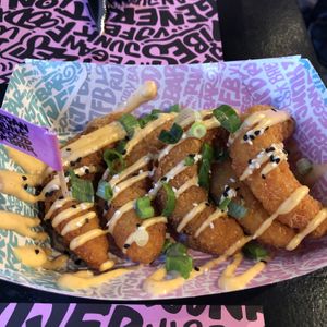 Flamboyant “Shrimps"  at Vegan Junk Food Bar - Downtown in Amsterdam