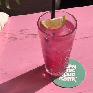 dragon fruit ice tea  at Vegan Junk Food Bar - Downtown in Amsterdam