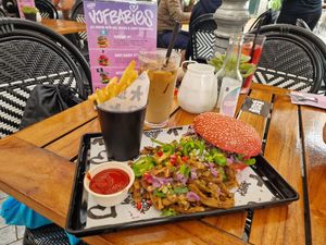 Schwarma burger at Vegan Junk Food Bar - Downtown in Amsterdam