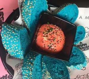 Unicorn bread basket at Vegan Junk Food Bar - Downtown in Amsterdam