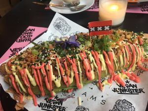Hot Dog at Vegan Junk Food Bar - Downtown in Amsterdam