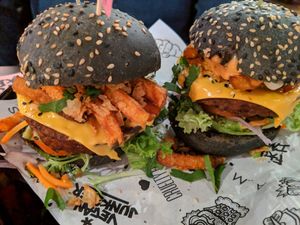 Twin burgers at Vegan Junk Food Bar - Downtown in Amsterdam
