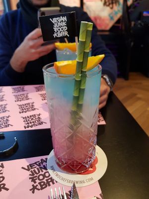unicorn cocktail at Vegan Junk Food Bar - Downtown in Amsterdam
