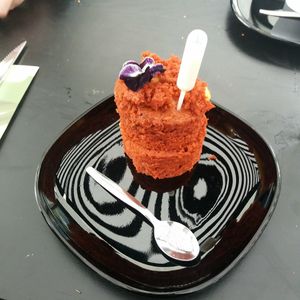 Red velvet cake at Vegan Junk Food Bar - Downtown in Amsterdam