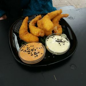 Shrimps at Vegan Junk Food Bar - Downtown in Amsterdam