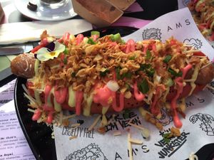 Pinky Bratwurst  at Vegan Junk Food Bar - Downtown in Amsterdam