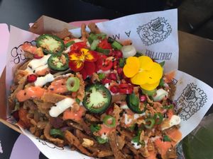 Fries with Schawarma at Vegan Junk Food Bar - Downtown in Amsterdam