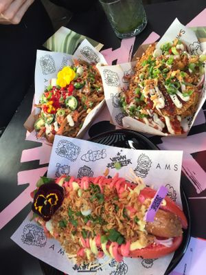 Crazy Food  at Vegan Junk Food Bar - Downtown in Amsterdam