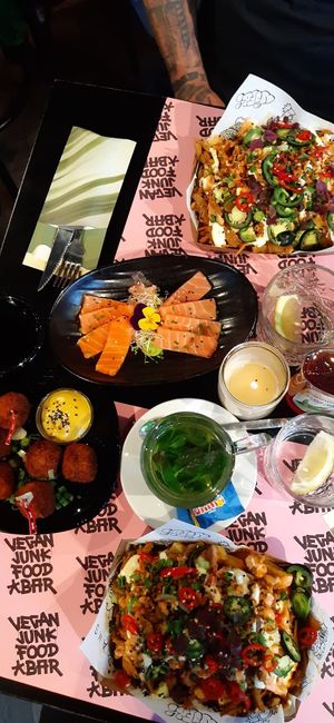 Kapsalon, Amsterdam Bitterballen and Sashimi at Vegan Junk Food Bar - Downtown in Amsterdam